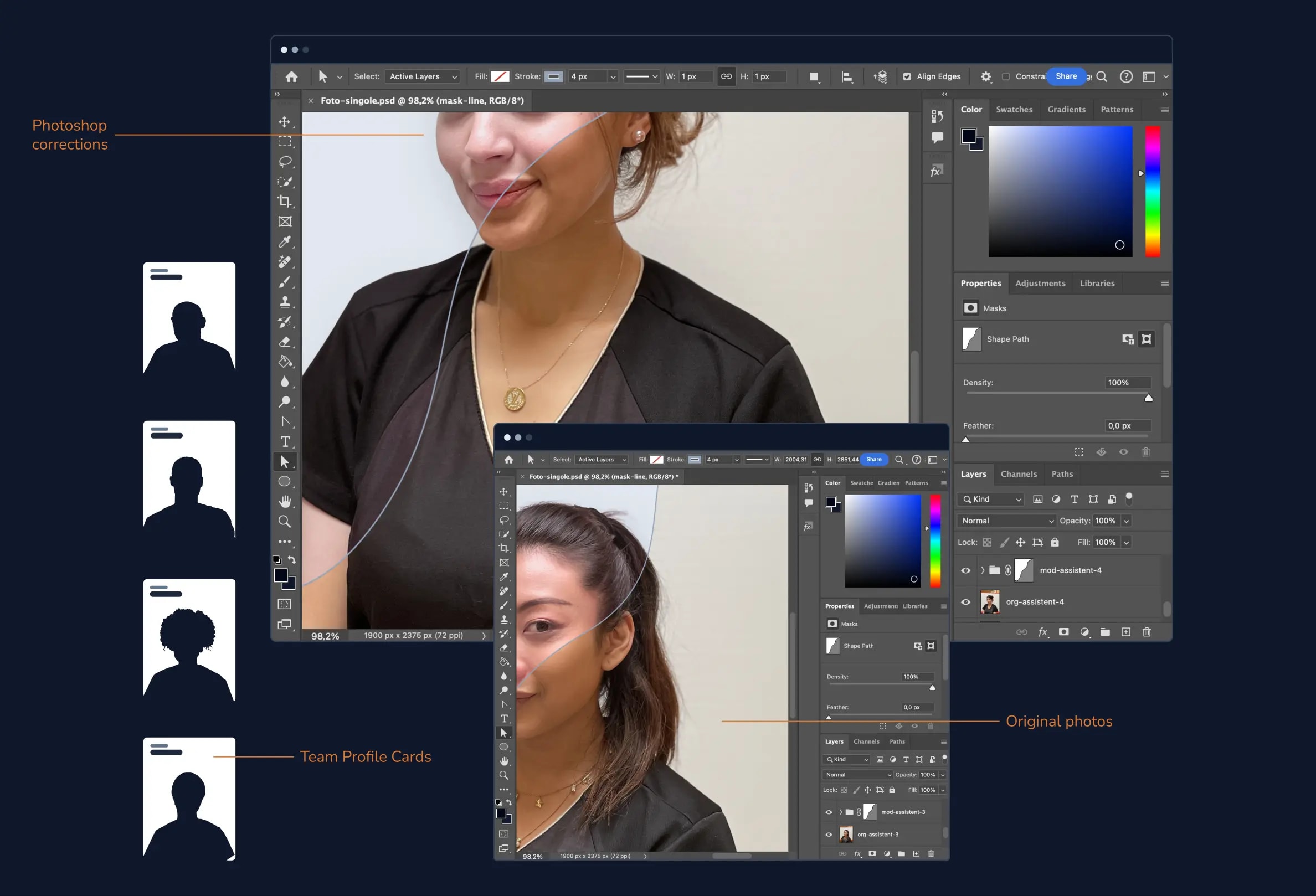 Photoshop application while doing color correction