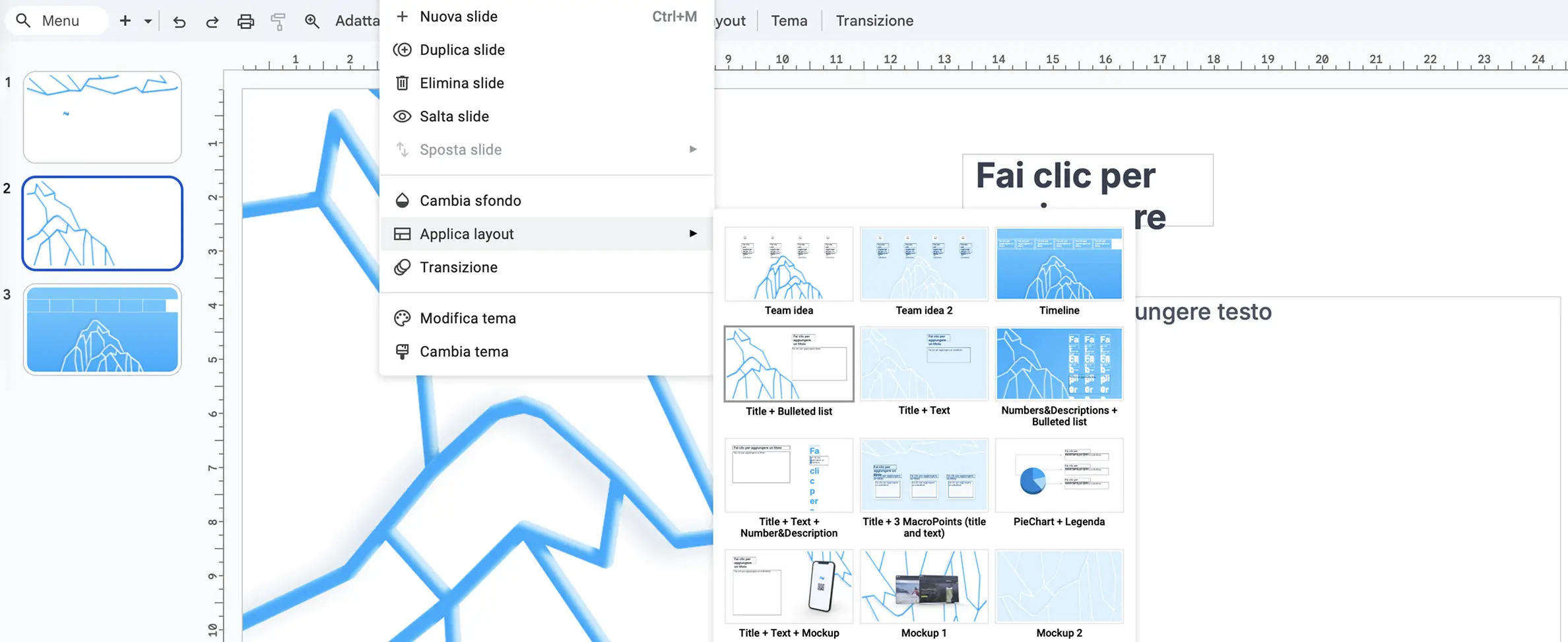 Custom Google Slides theme created for the startup to ensure clear communication and consistent brand alignment.